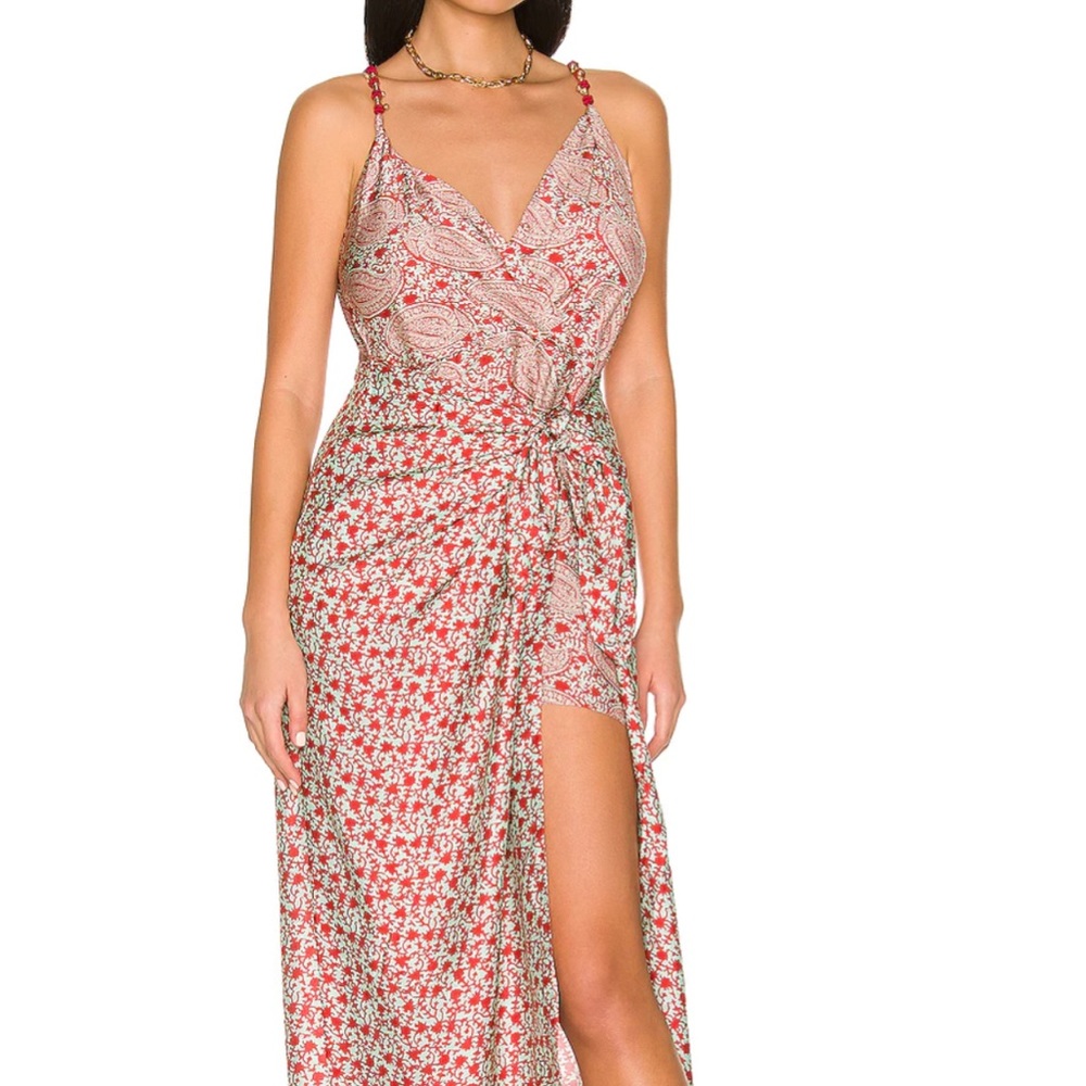 Vix Paula Hermanny Gisa Midi Dress in Pyra Red New NWT XS